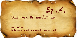 Szirbek Annamária névjegykártya